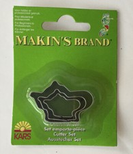 MAKINS TEAPOT SHAPED PASTRY /  CAKE / CLAY CUTTERS SET OF 3 Brand New