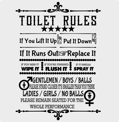 Toilet rules quote wall - toilet,