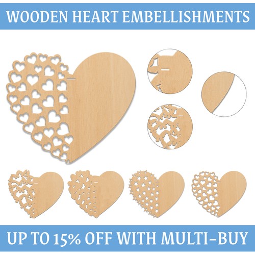 Love wooden hearts - wooden, laser