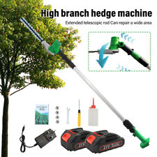 Hedge Trimmer Long Reach 21V Cordless Electric Cutter with 2 Battery and Charger