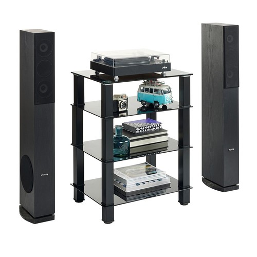 Mmt black glass hifi rack - hifi, 4