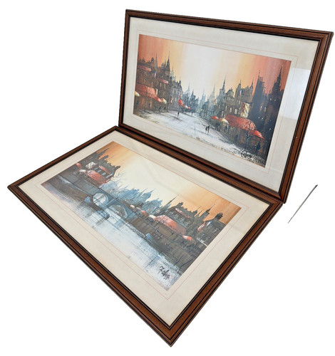 Pair vintage framed ron - framed,