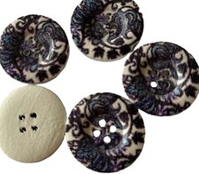 5 large wooden buttons blue on
