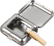 Portable Mini Metal Ashtray with Lid, pocket ashtray,Odourless one size 
