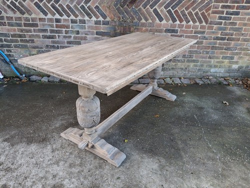Large bleached oak trestle - large,