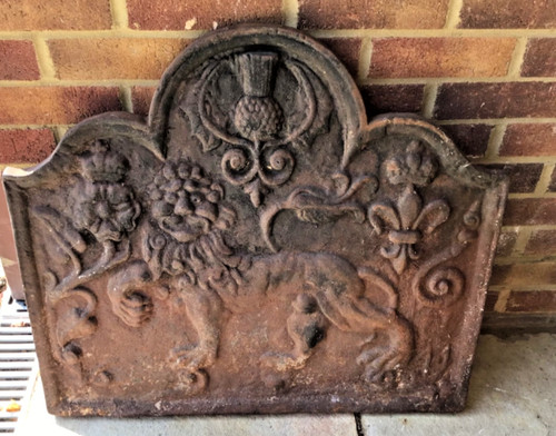 Antique fire back lion - antique,