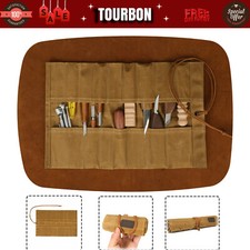 TOURBON Canvas Workshop Small Tool Roll Case Carry Carving Knife Organizer Pouch