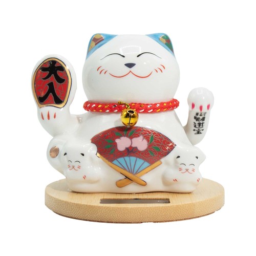 Solar money cat wooden base - solar,