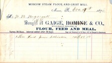 1876 Moscow PA Steam Flour Mill Commercial Invoice Gaige Romine & Co Feed