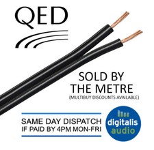 1m of Black QED 42 Strand Oxygen Free Copper (OFC) HiFi Speaker Cable
