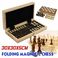Magnetic Pieces Large Chess Wooden Set Folding Chessboard Wood Board Toys Game