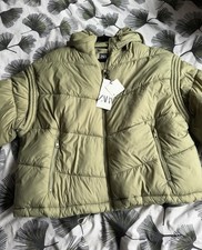 Zara Khaki Puffer Jacket Size