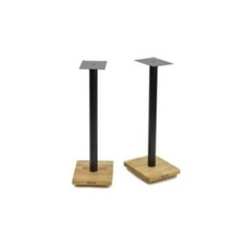 Atacama Apollo Cyclone 7 Speaker Stands Silk Black Poles Natural Oak Base 