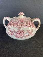 Vintage Crown Ducal "BRISTOL" Pink No 762055 Sugar Bowl and Lid 