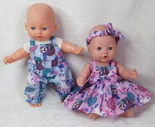 11"-12" Dolls Clothes Dress Bloomers Headband Dungarees handmade fit 28-30cm