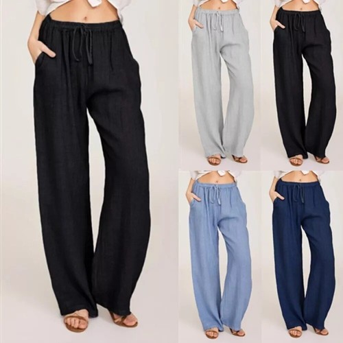 Womens cotton linen wide leg - womens,