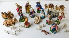 Lot of 26 Vintage Paper Mache Nativity Figures Plaster Animals Italy 6"