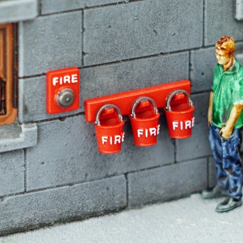 Model railway fire buckets - railway,