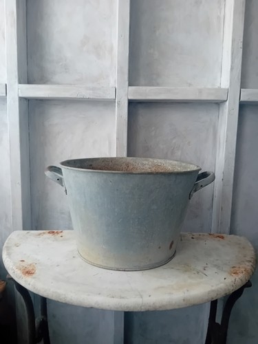 Vintage galvanised planter tub - vintage,
