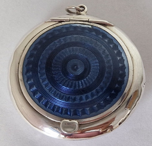 Antique 5cm blue guilloche - blue,