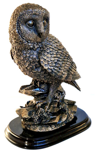 Large owl sculpture cold cast - owl,