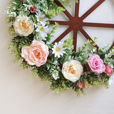 Wheel Wreath 1pc Classic 20-Inch Peony Rustic Wooden Spring Summer Festive
