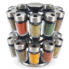 Cole & Mason Filled Spice Spin Herbs Central Stem Docking Rack Carousel 20 Jars