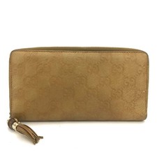 GUCCI Ssima Bamboo Tassel GG Logo Leather Zip Around Long Wallet/6BJ0501