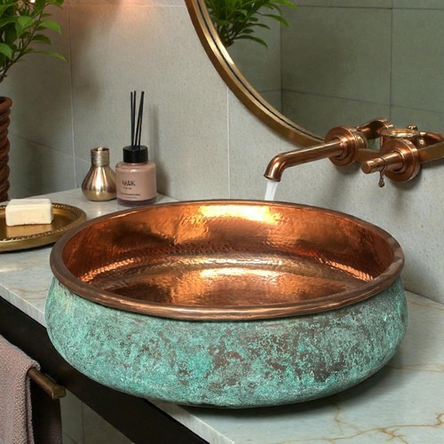 Hand hammered oxidized copper - oxidized,