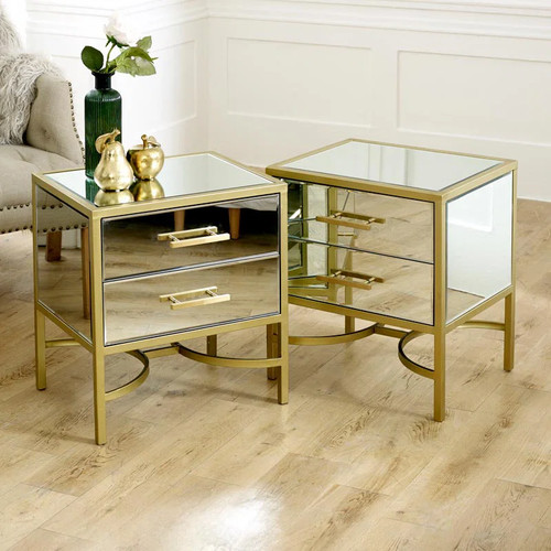 Pair gold mirrored - , bedside