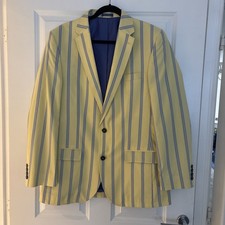 SAMUEL WINDSOR YELLOW / BLUE STRIPED BOATING BLAZER JACKET SIZE 40R 