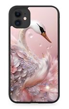 Pink Swan Princess Rubber Phone Case Stylish Fancy Swans Rose Gold Geese DP64