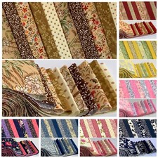 10 100% cotton fabric strips 2.5” x 42” jelly roll quilting floral rag wreath A