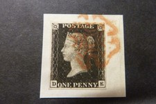 GB 1840  QV  1d black    4 margins  D - E    USED