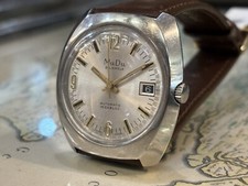 Men’s Vintage Mudu Automatic Sunburst Date Function Cushion Stainless Watch