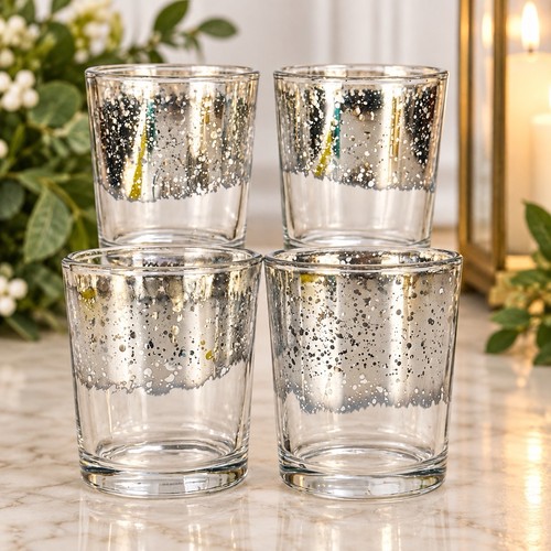 Set silver mercury glass - set, 4