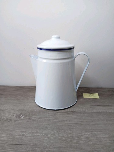 Enamel coffee pot white with - coffee,