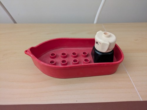 Red duplo boat with - duplo, studs