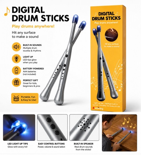 Electronic drum sticks with - electronic,