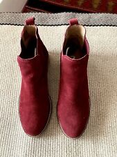 BENSIMON Classic Ladies Dark Red Suede Chelsea Boots With Crepe Sole Size 39/6
