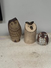 Three Small Studio Pottery Owl