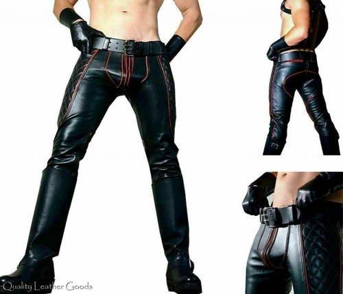 Mens leather leder jeans - leather,