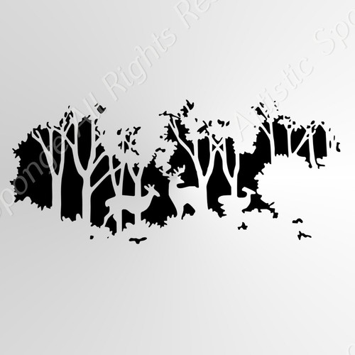 Forest trees deer - deer, a4