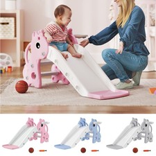 3 in 1 Kids Slide with Climber, Basketball Hoop and Ball, for Age 1-3