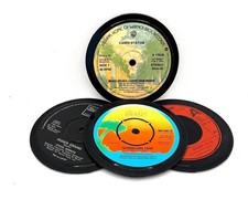 1970s, Quality Handcrafted Vinyl Record Coaster, Retro Music, Random Set Of 4