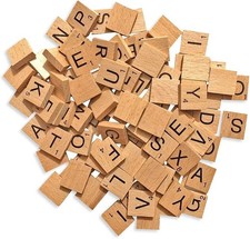 100 x Wooden Letters Tiles for Scrabble Board Alphabets Scrapbook Wall Art Frame
