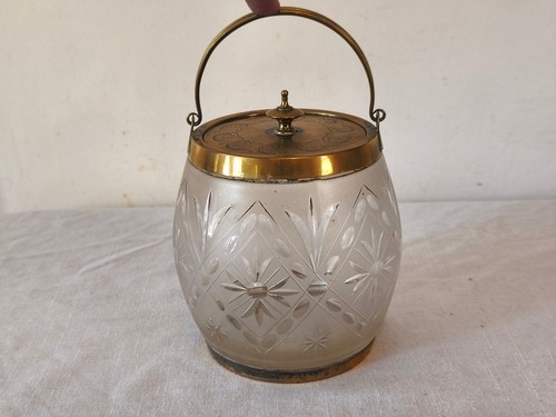 Vintage glass biscuit jar - vintage,