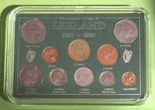 Coinage Of Ireland Full Decimal Set In Display Case Excellent Grades