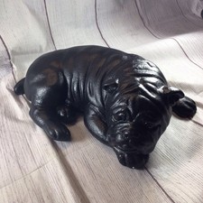 Vintage English Bulldog Heavy 11’x6’ Black Statue Figurine Outdoor Indoor 