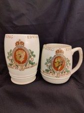 Pair 1937 Edward VIII Coronation Mug & Beaker Minton's A/F